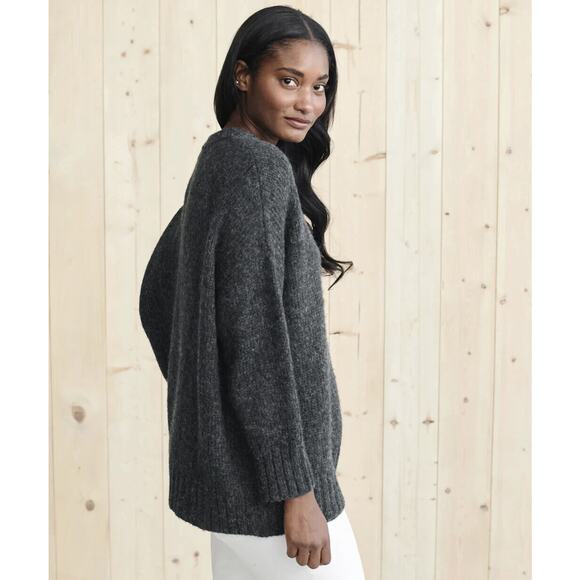 Jenni Kayne Alpaca Cocoon Crewneck Sweater Fluffy Charcoal Women's Size Medium - Picture 15 of 15